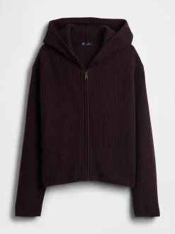 CashSoft Oversized Shaker-Stitch Zip Hoodie