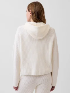 CashSoft Oversized Shaker-Stitch Zip Hoodie