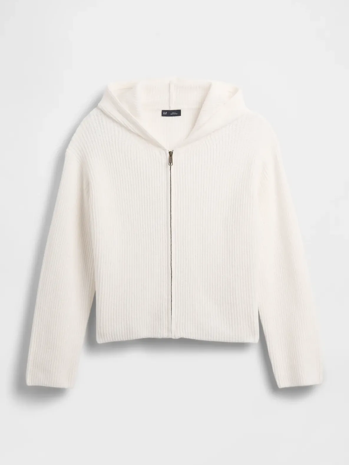 CashSoft Oversized Shaker-Stitch Zip Hoodie