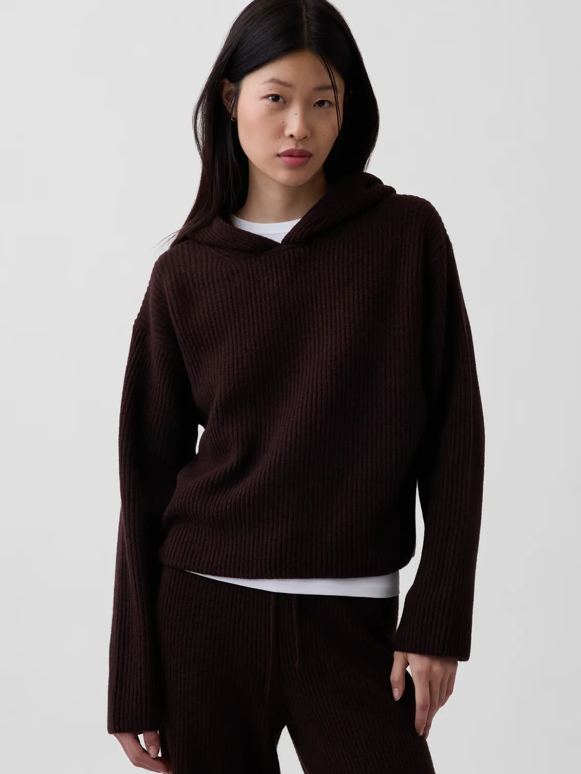CashSoft Oversized Shaker-Stitch Hoodie
