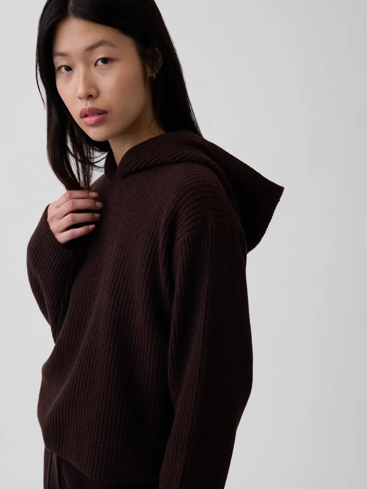 CashSoft Oversized Shaker-Stitch Hoodie