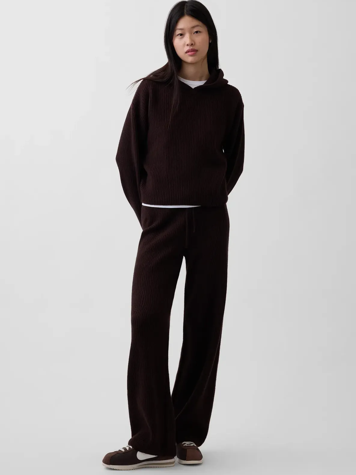 CashSoft Oversized Shaker-Stitch Hoodie