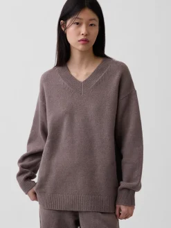CashSoft Oversized V-Neck Tunic Sweater