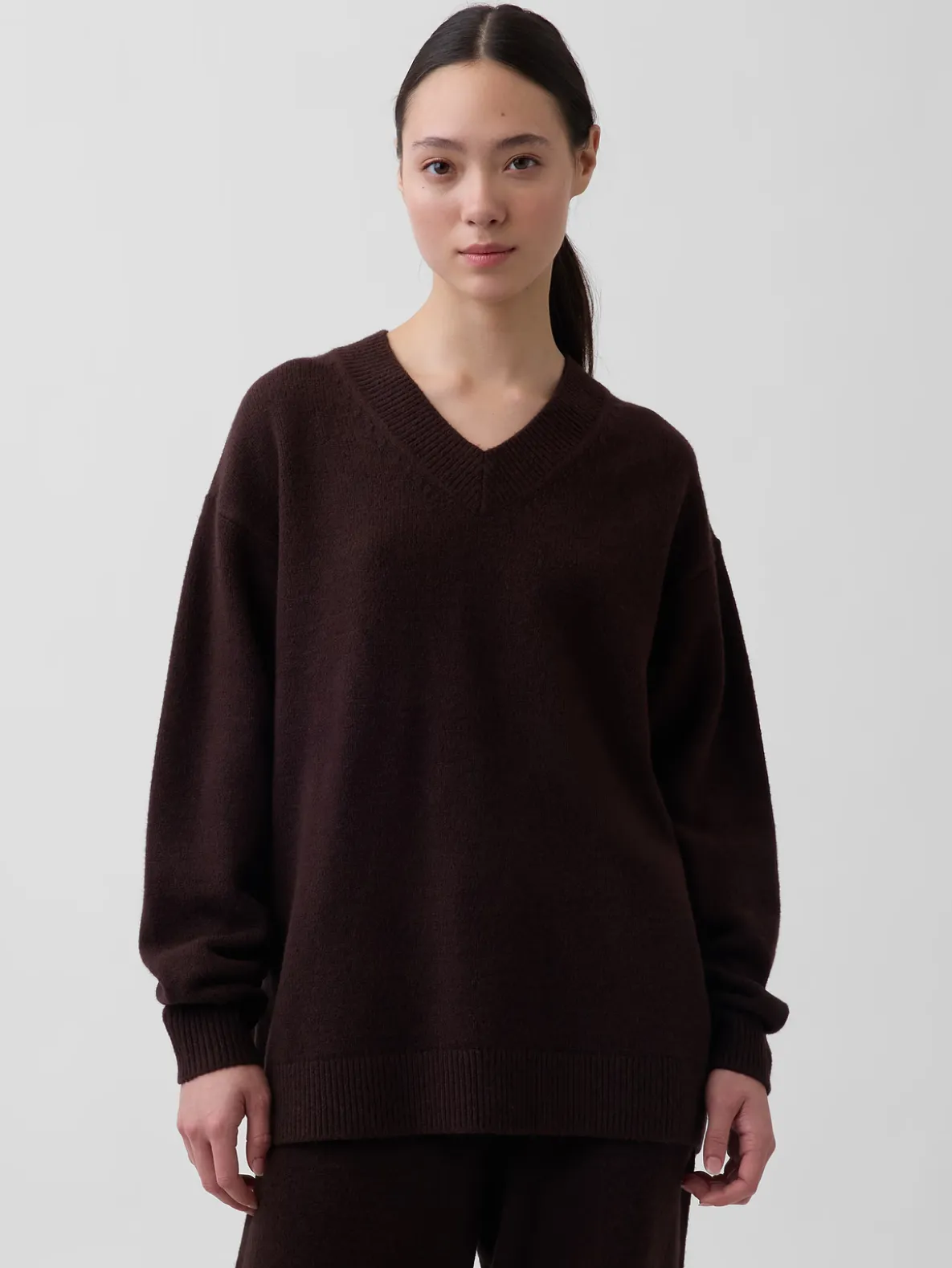 CashSoft Oversized V-Neck Tunic Sweater