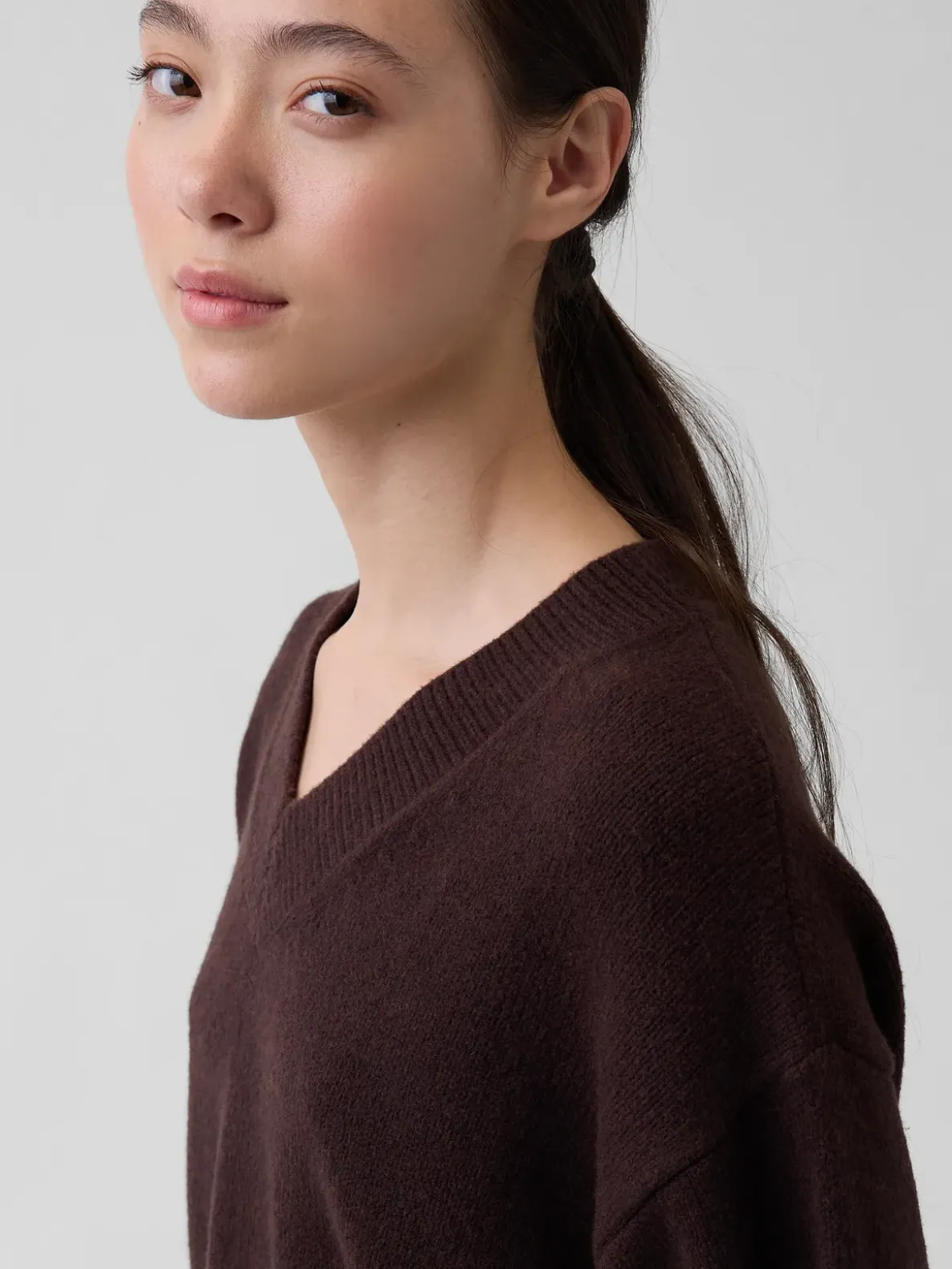 CashSoft Oversized V-Neck Tunic Sweater