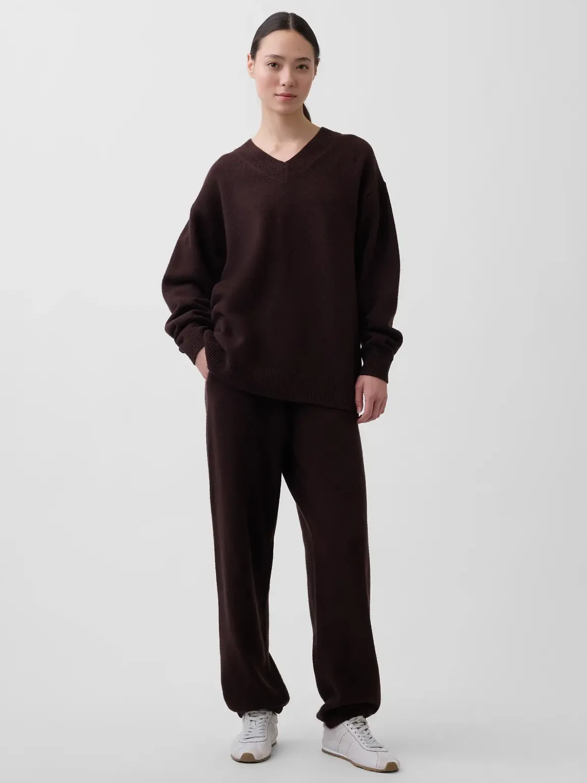 CashSoft Oversized V-Neck Tunic Sweater