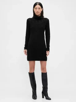 CashSoft Pointelle Turtleneck Sweater Dress