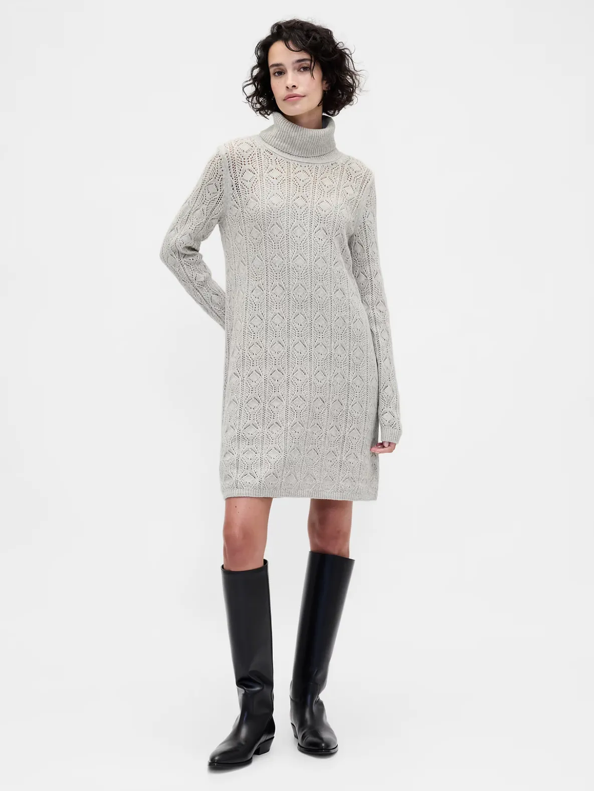 CashSoft Pointelle Turtleneck Sweater Dress