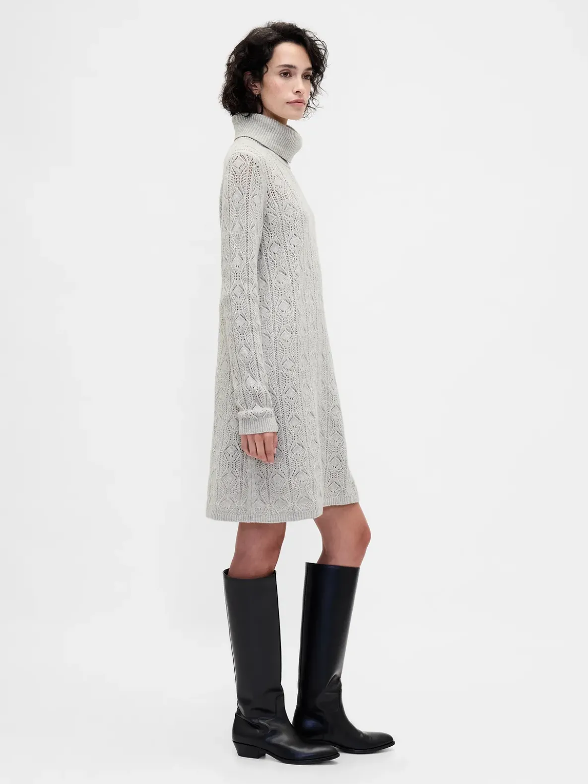 CashSoft Pointelle Turtleneck Sweater Dress