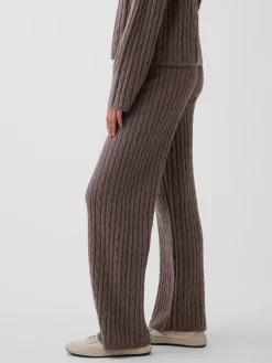 CashSoft Relaxed Cable-Knit Sweater Pants