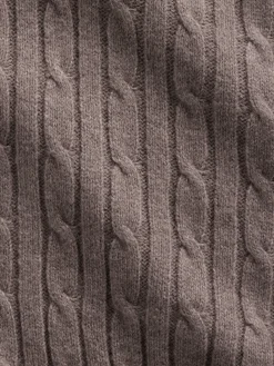 CashSoft Relaxed Cable-Knit Hoodie