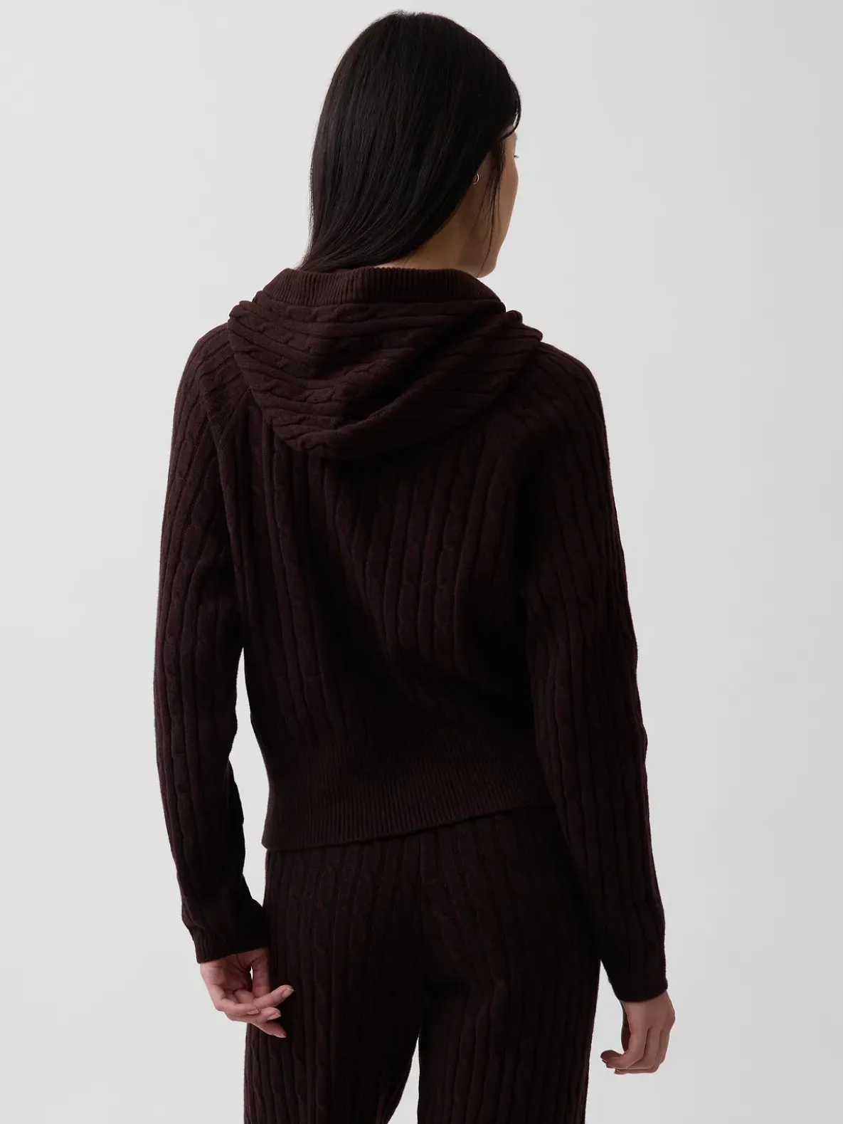 CashSoft Relaxed Cable-Knit Hoodie