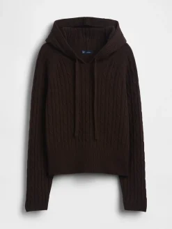 CashSoft Relaxed Cable-Knit Hoodie