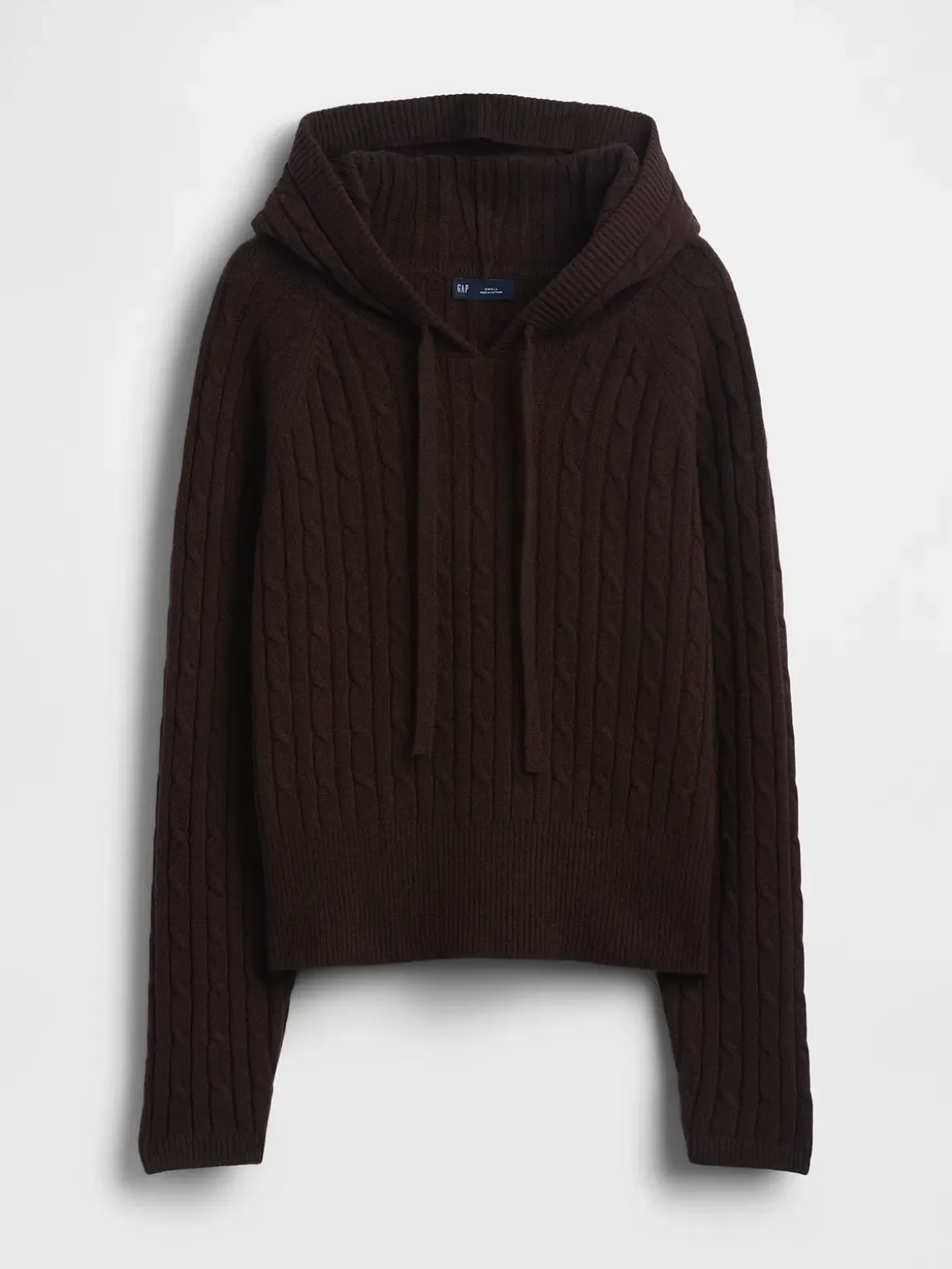 CashSoft Relaxed Cable-Knit Hoodie