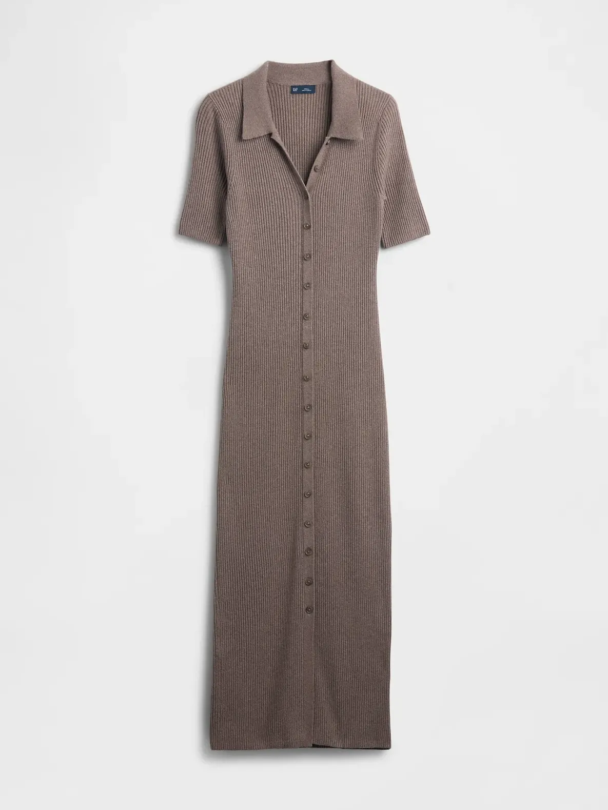 CashSoft Rib Collared Midi Cardigan Dress