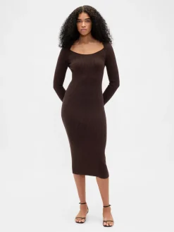 CashSoft Rib Midi Sweater Dress