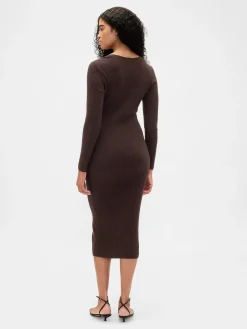 CashSoft Rib Midi Sweater Dress