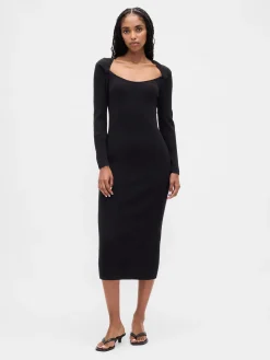 CashSoft Rib Midi Sweater Dress
