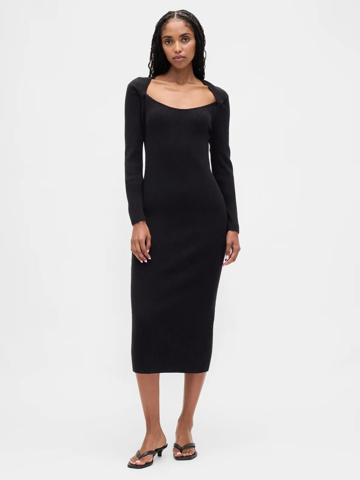 CashSoft Rib Midi Sweater Dress