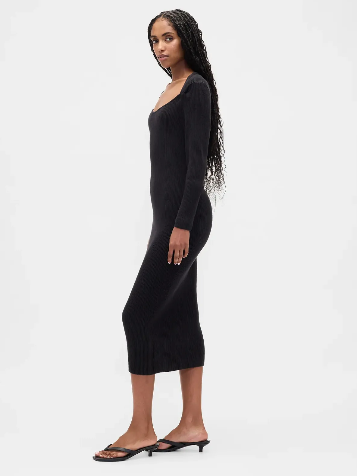 CashSoft Rib Midi Sweater Dress