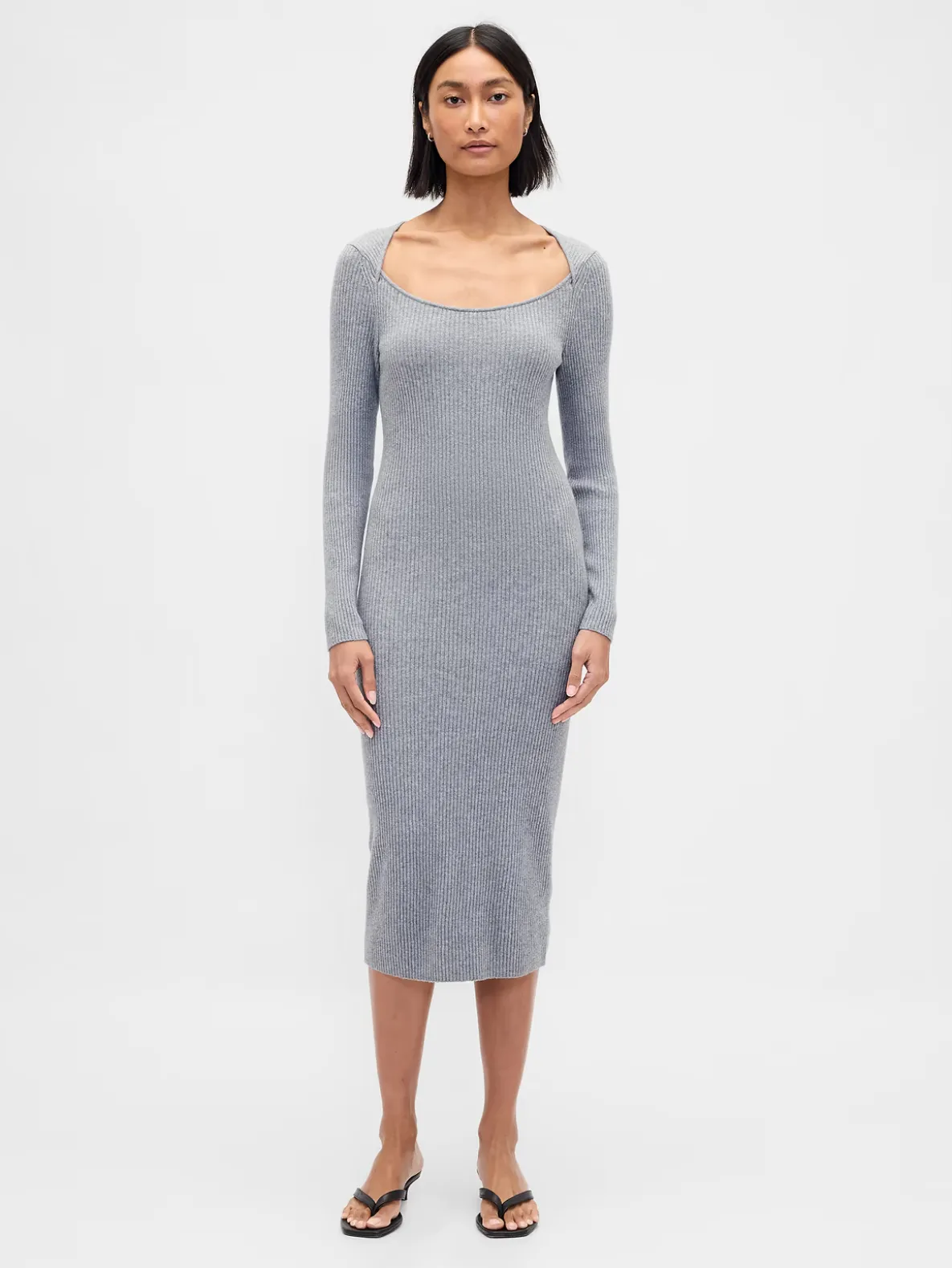 CashSoft Rib Midi Sweater Dress