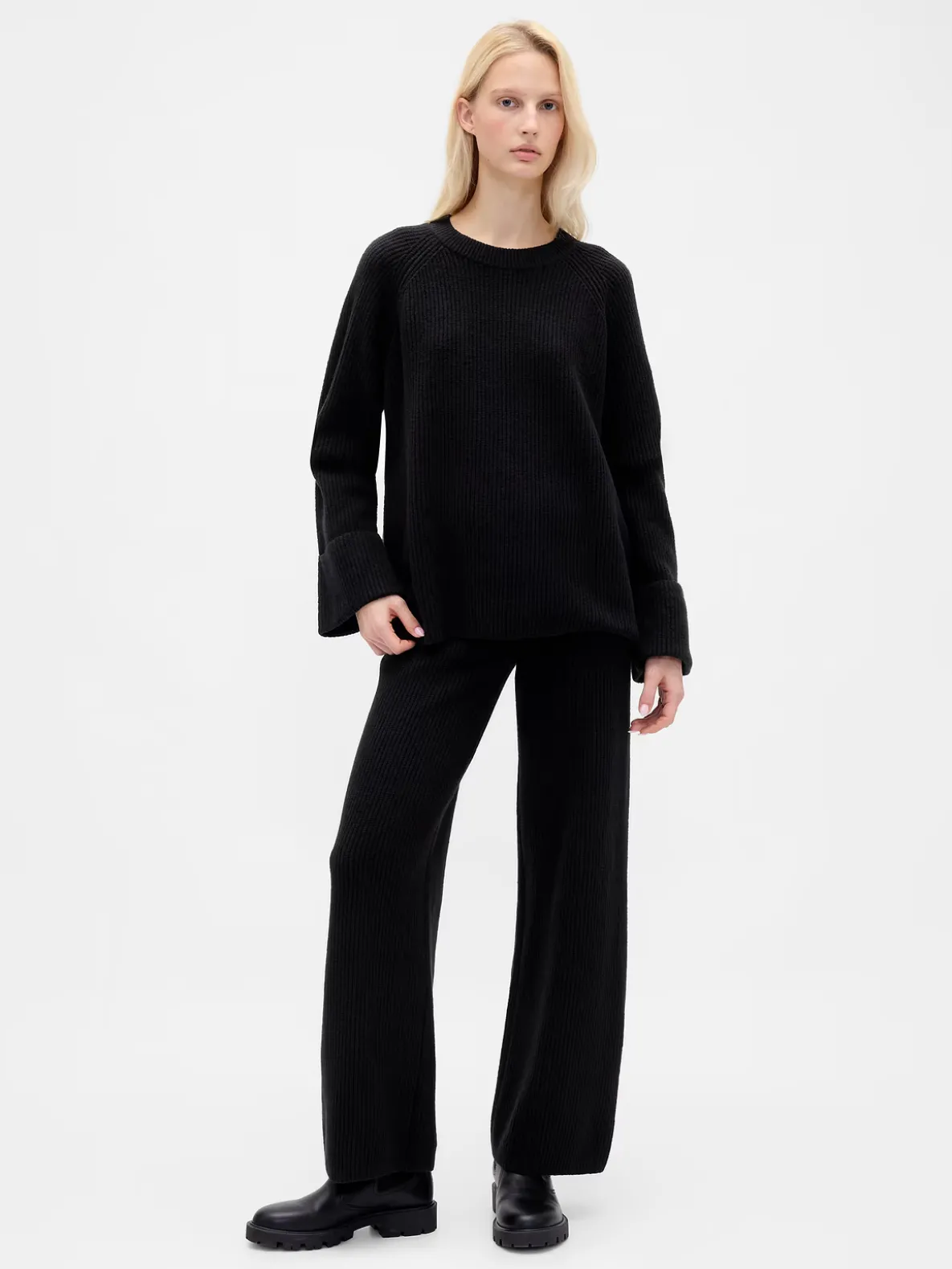 CashSoft Shaker-Stitch Boyfriend Sweater
