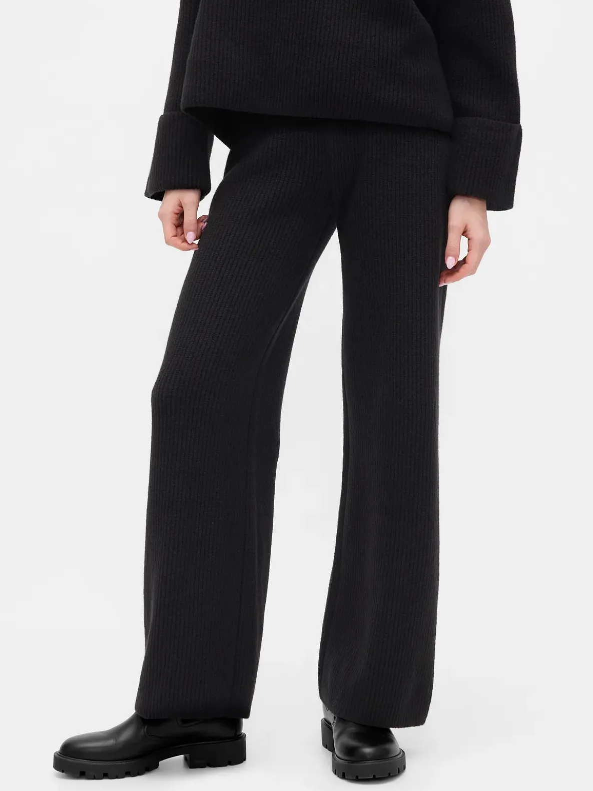 CashSoft Shaker-Stitch Sweater Pants