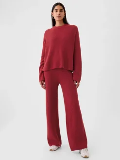 CashSoft Shaker-Stitch Sweater Pants