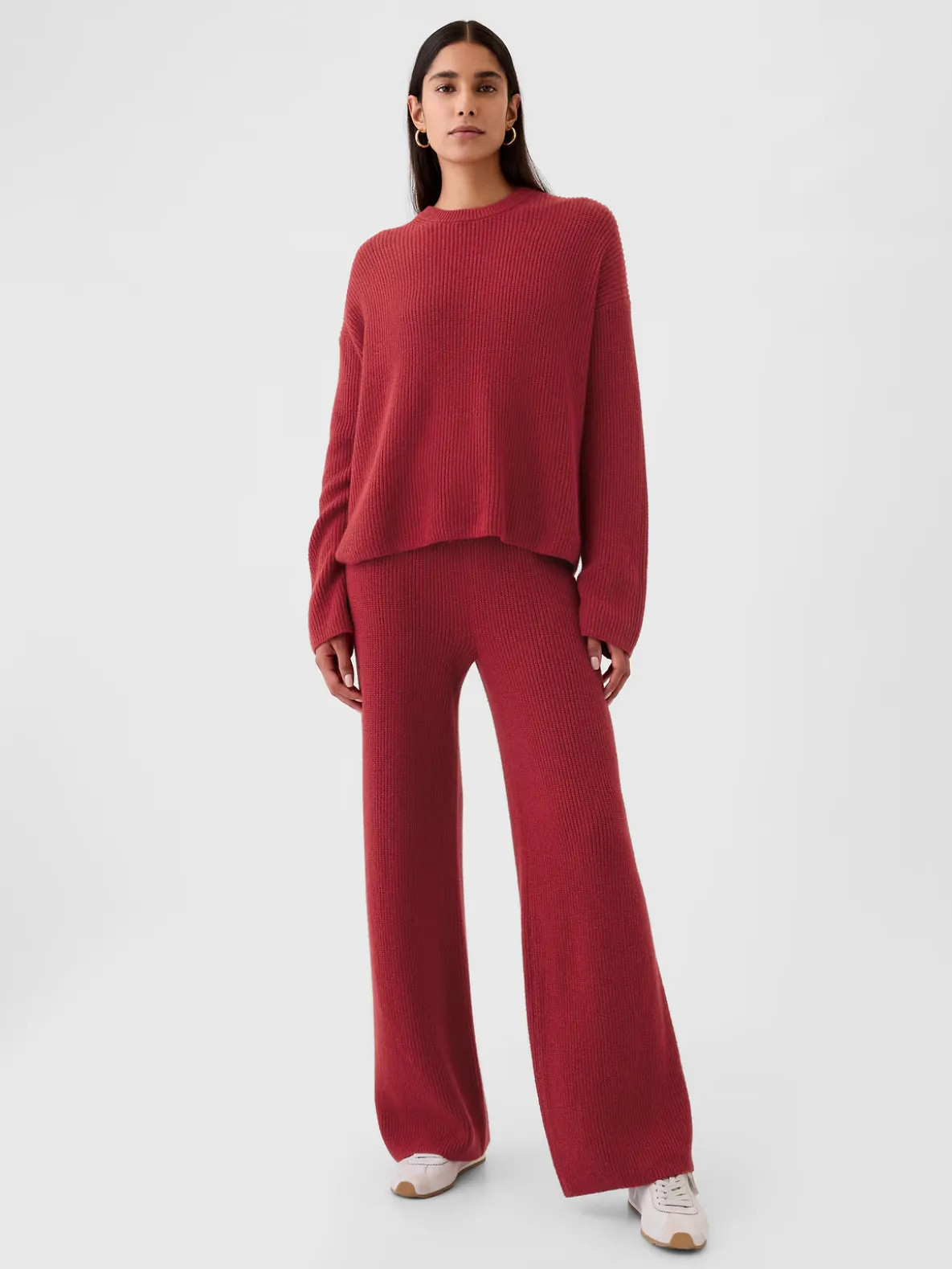 CashSoft Shaker-Stitch Sweater Pants