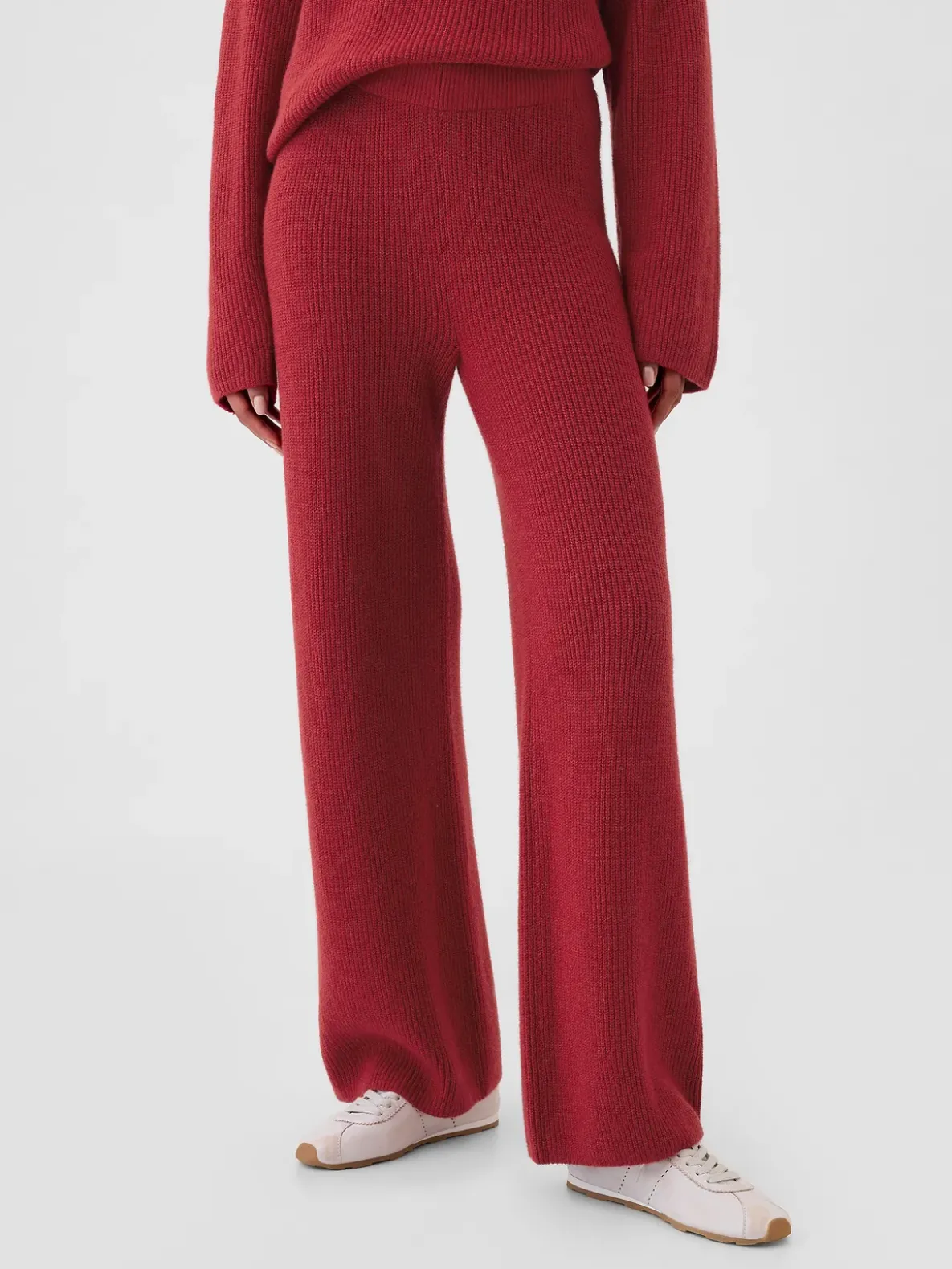 CashSoft Shaker-Stitch Sweater Pants