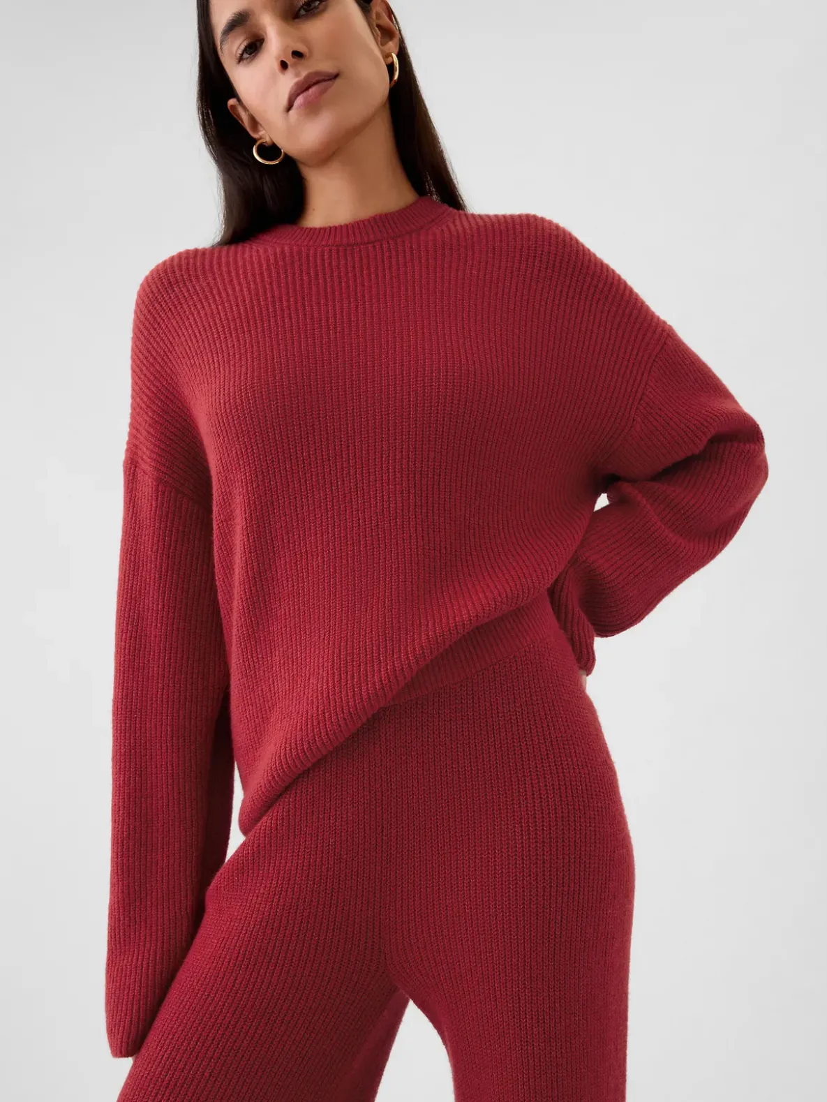 CashSoft Shaker-Stitch Sweater Pants