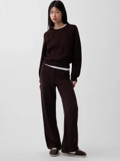 CashSoft Shaker-Stitch Sweater Pants