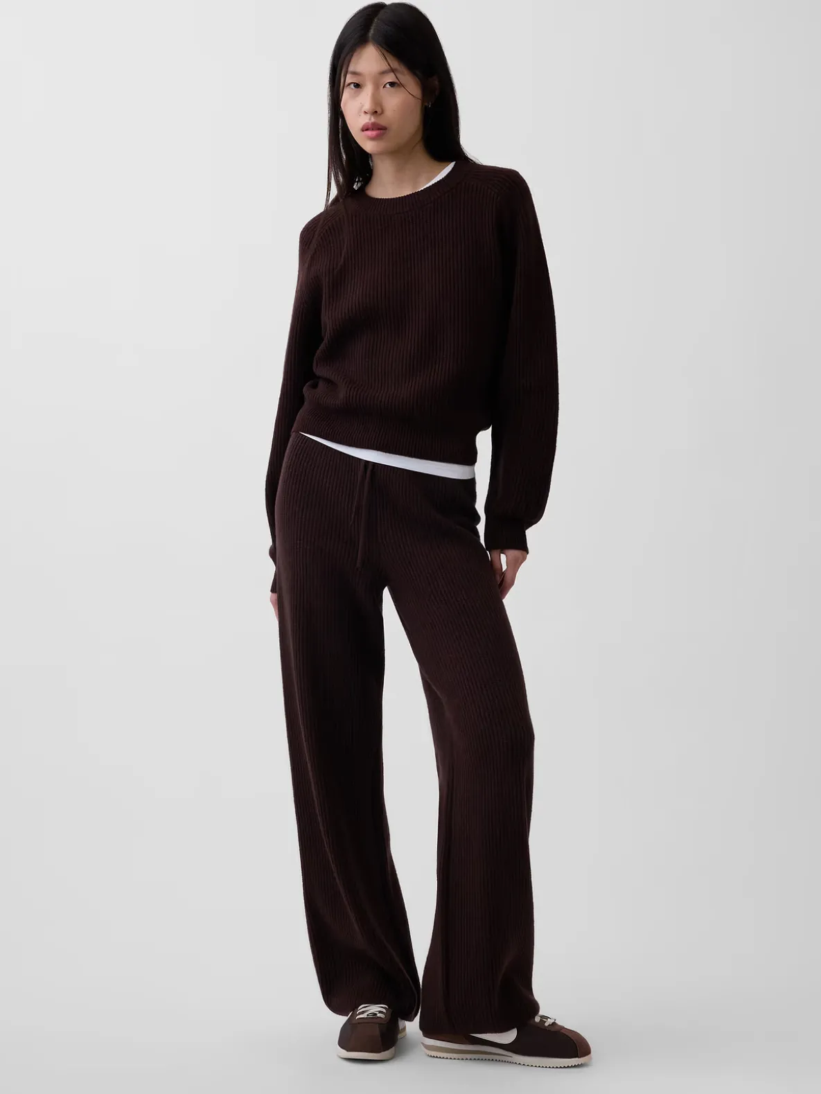 CashSoft Shaker-Stitch Sweater Pants