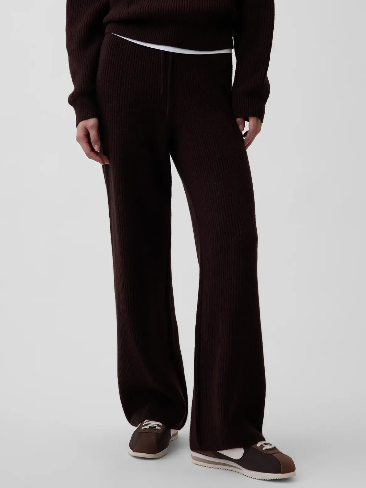 CashSoft Shaker-Stitch Sweater Pants