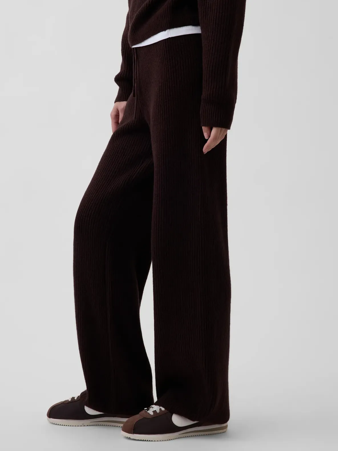 CashSoft Shaker-Stitch Sweater Pants