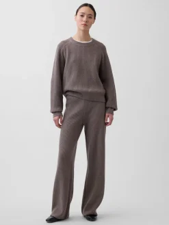 CashSoft Shaker-Stitch Sweater Pants
