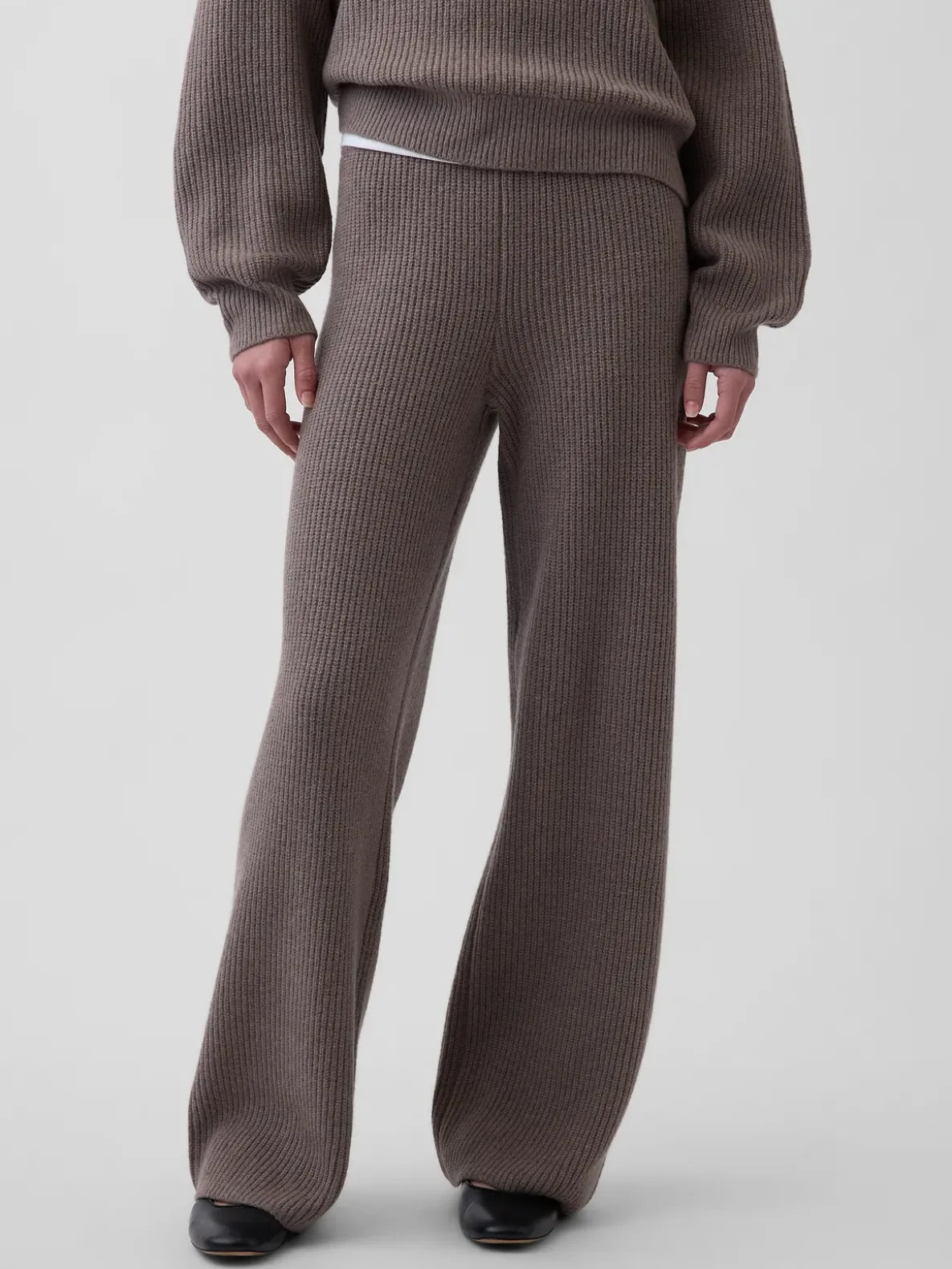 CashSoft Shaker-Stitch Sweater Pants
