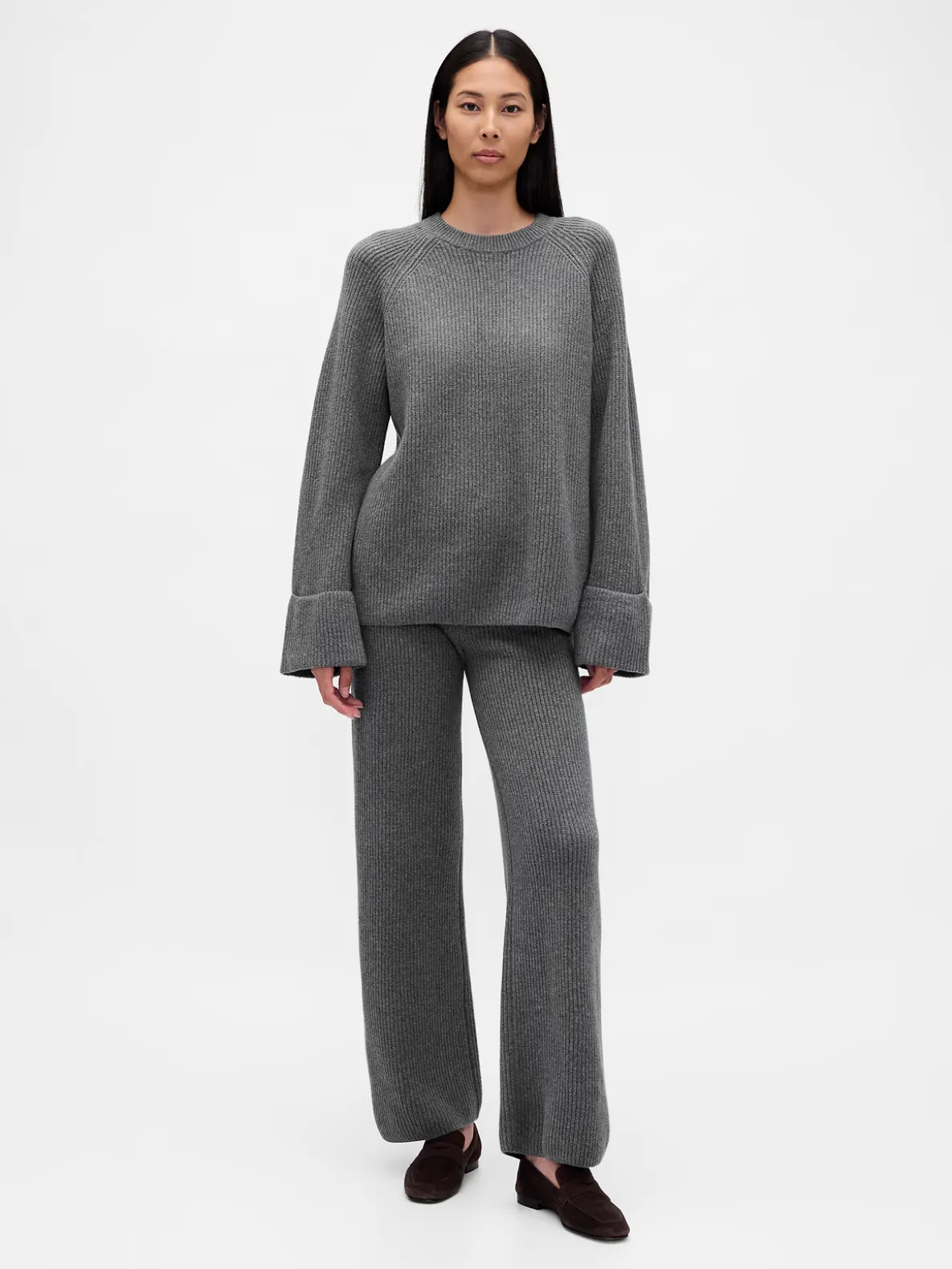 CashSoft Shaker-Stitch Sweater Pants