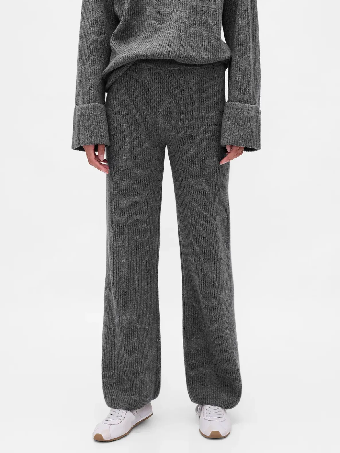 CashSoft Shaker-Stitch Sweater Pants