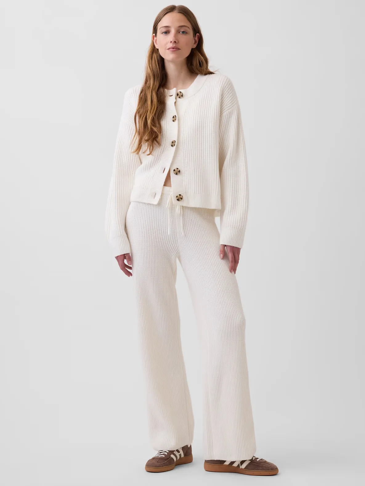 CashSoft Shaker-Stitch Sweater Pants