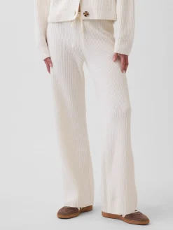 CashSoft Shaker-Stitch Sweater Pants