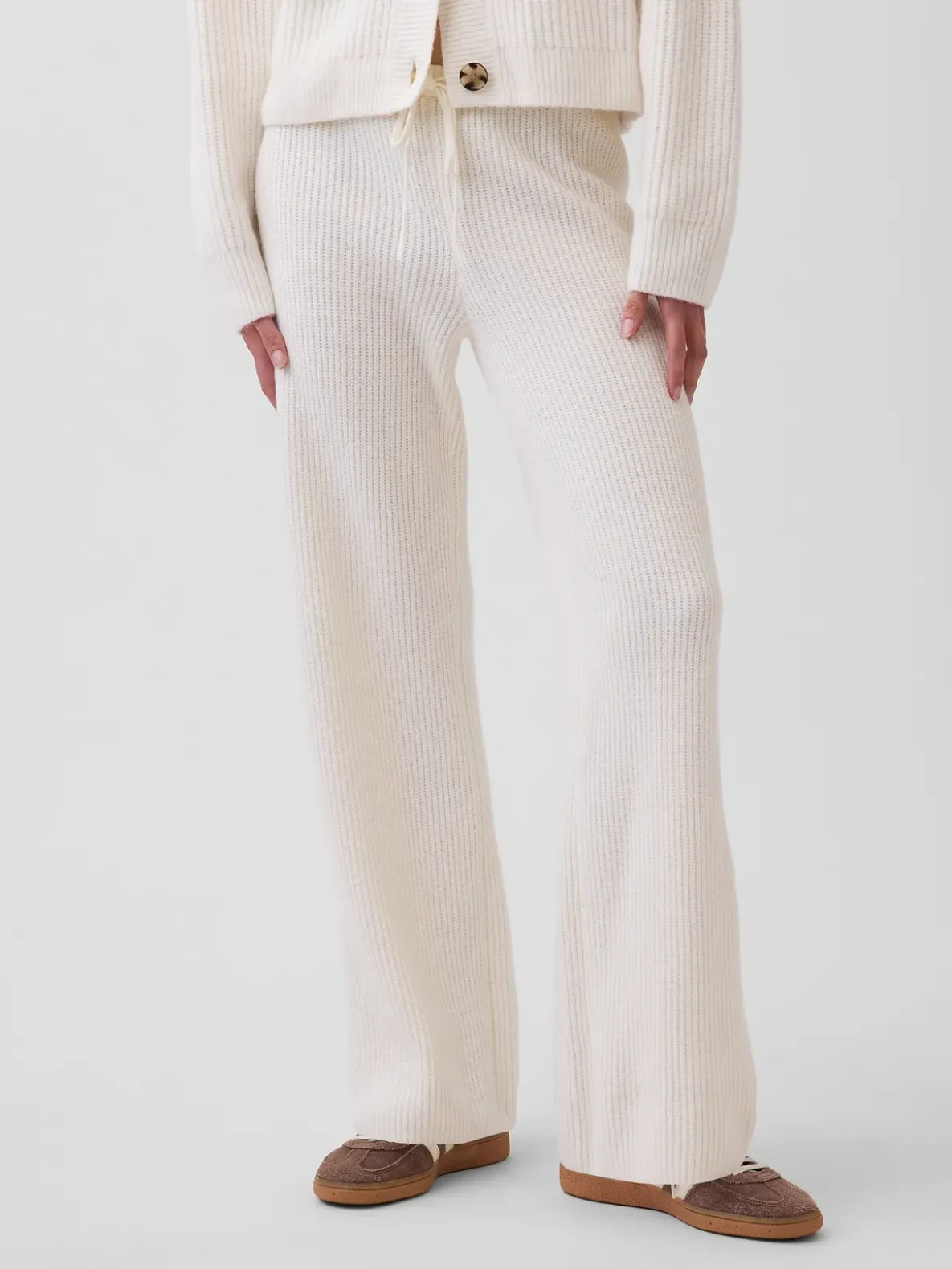 CashSoft Shaker-Stitch Sweater Pants