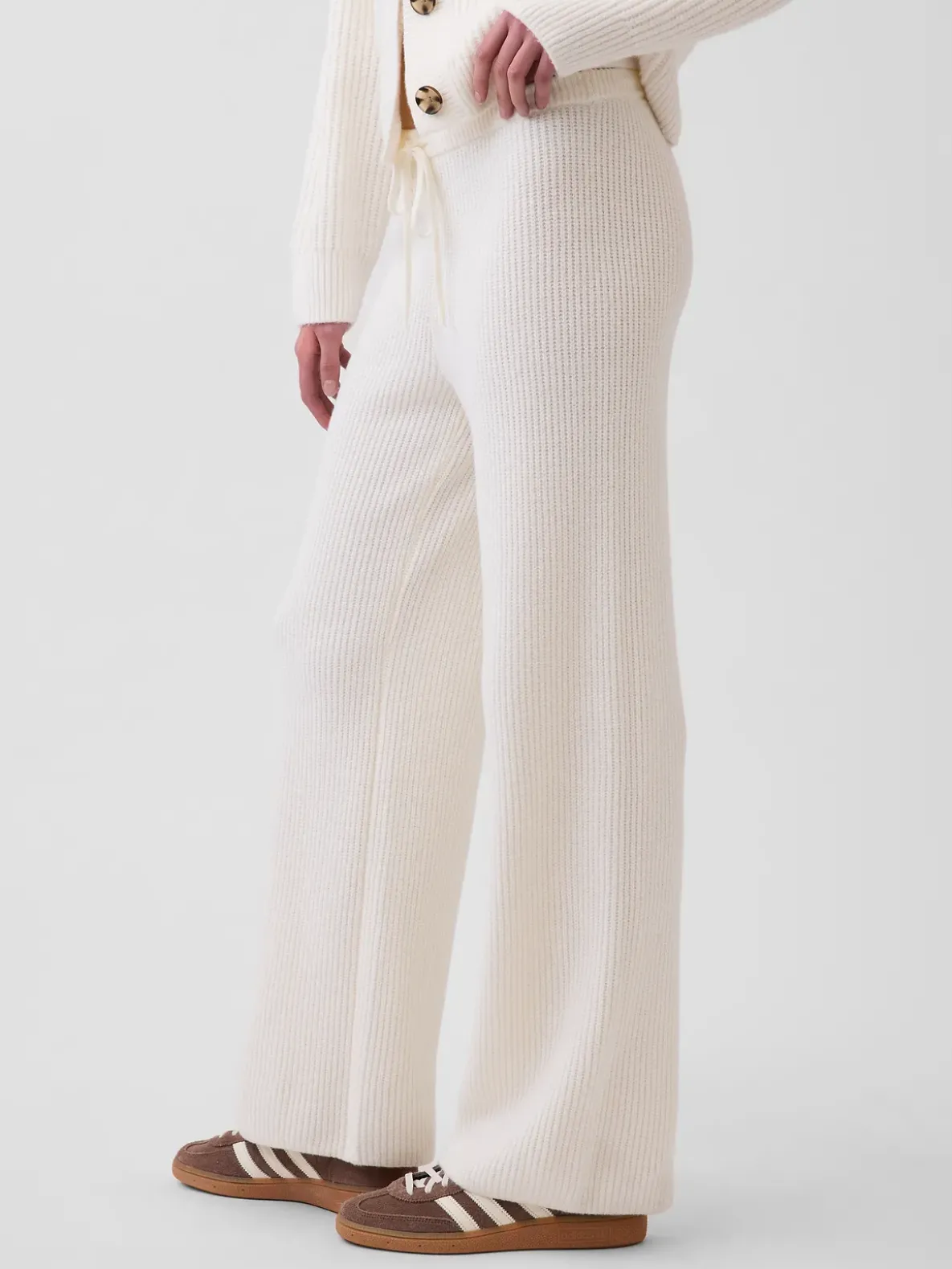 CashSoft Shaker-Stitch Sweater Pants