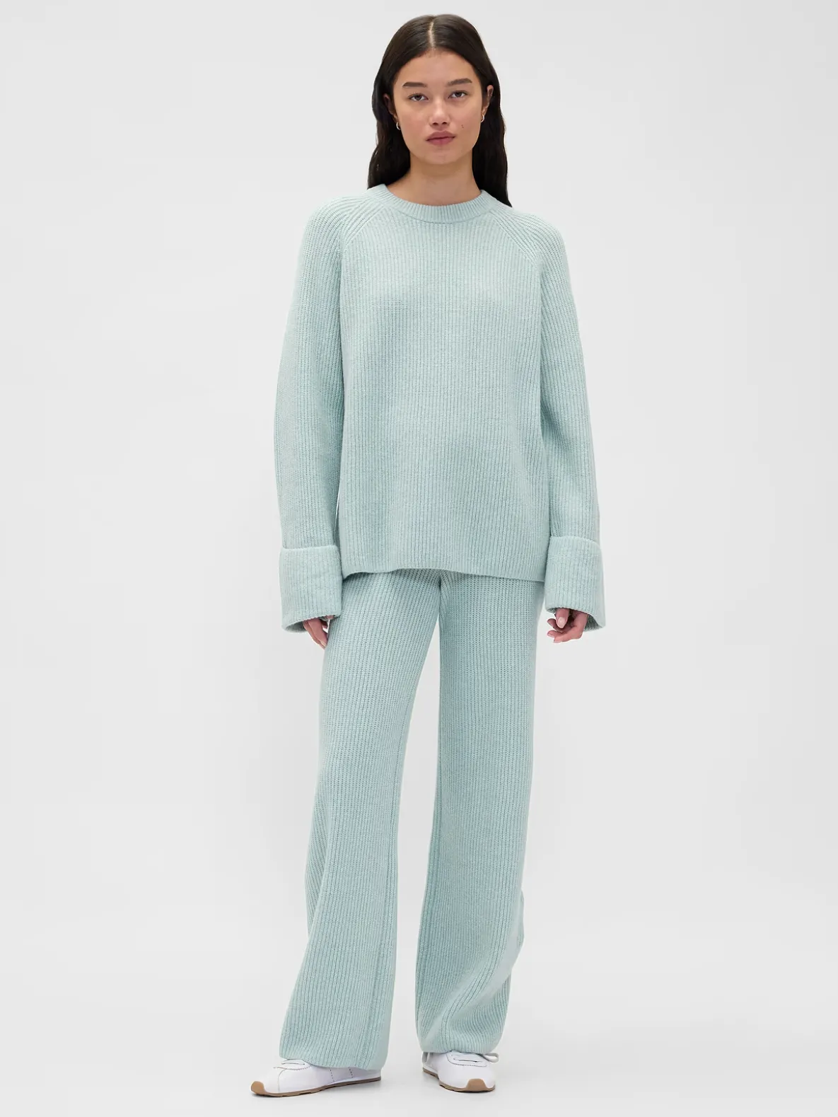 CashSoft Shaker-Stitch Sweater Pants