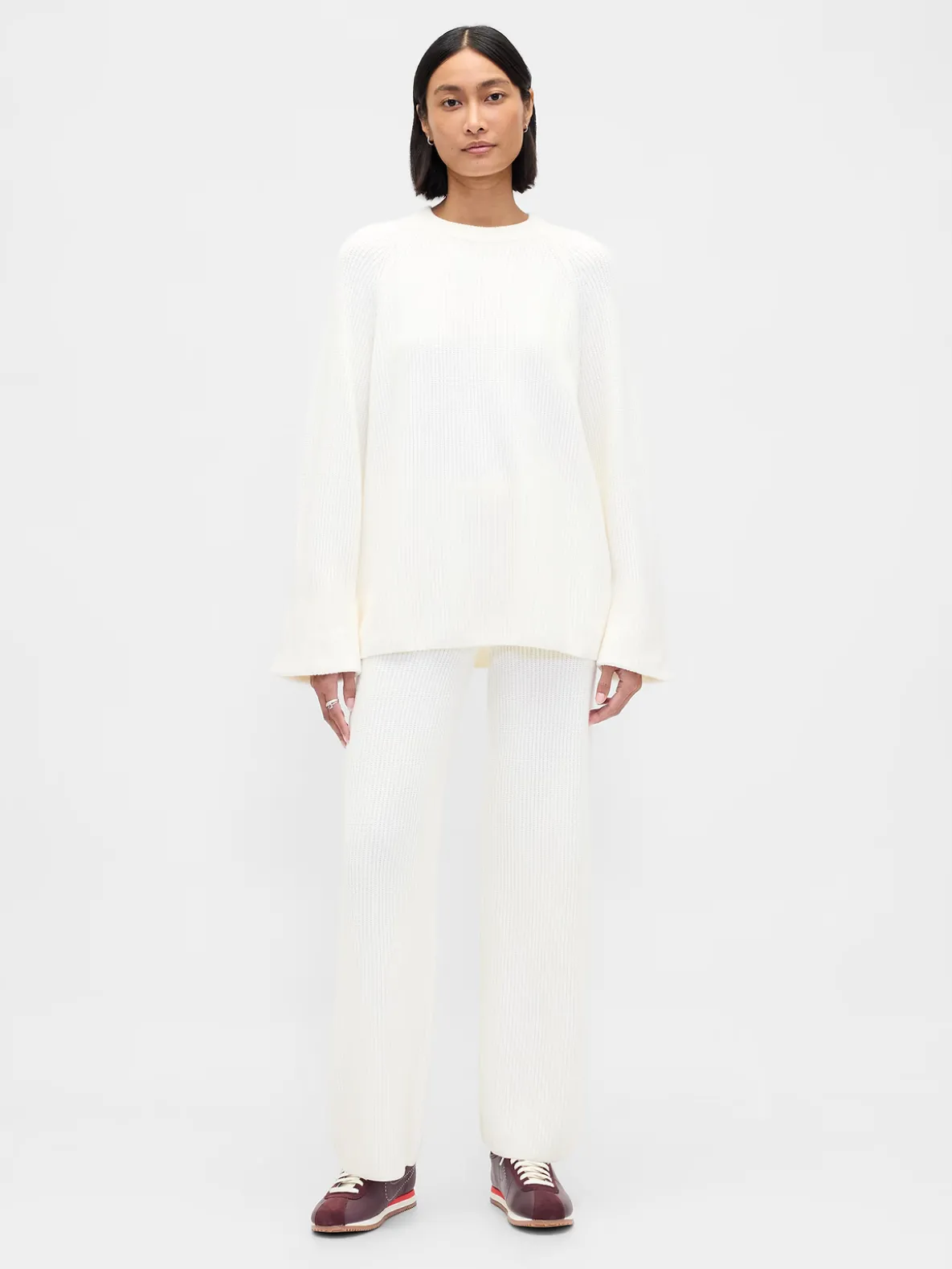 CashSoft Shaker-Stitch Sweater Pants
