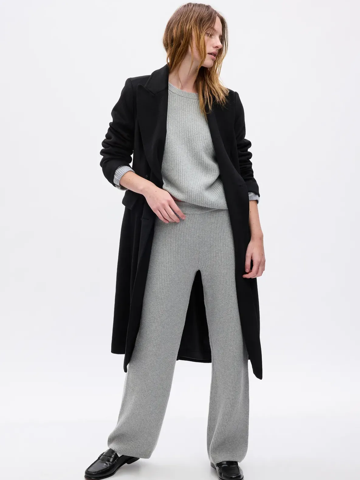 CashSoft Shaker-Stitch Sweater Pants