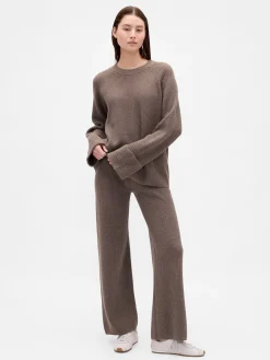 CashSoft Shaker-Stitch Sweater Pants