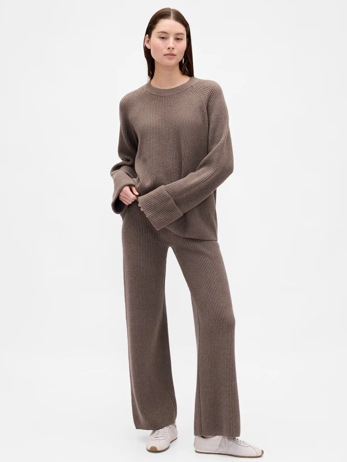 CashSoft Shaker-Stitch Sweater Pants