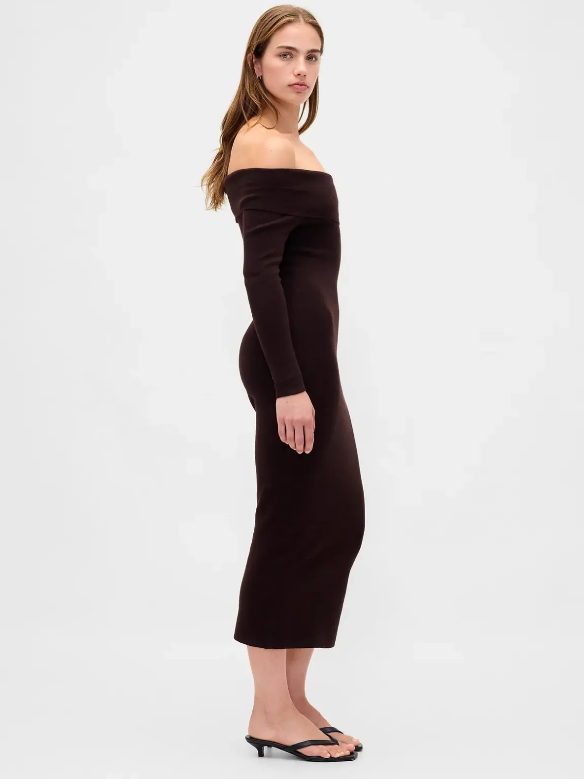 CashSoft Stretch Off-Shoulder Midi Sweater Dress
