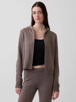 CashSoft Sweater Crop Zip Hoodie